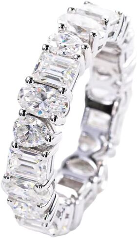 Sparkle&Refined Moissanite Eternity Ring, multi-shape (PRINCESS, OVAL, TEAR DROP) Cut D 0.3 CT Each S925 Sterling Silver Wedding Band Ring in Saudi Arabia