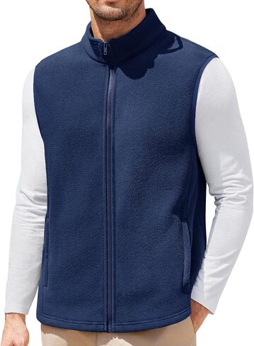 COOFANDY Mens Polar Fleece Vest Lightweight Sleeveless Jacket Warm Zip up Outerwear Vests with Zipper Pockets for Hiking in Saudi Arabia