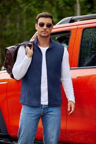 COOFANDY Mens Polar Fleece Vest Lightweight Sleeveless Jacket Warm Zip up Outerwear Vests with Zipper Pockets for Hiking in Saudi Arabia