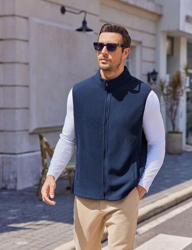 COOFANDY Mens Polar Fleece Vest Lightweight Sleeveless Jacket Warm Zip up Outerwear Vests with Zipper Pockets for Hiking in Saudi Arabia