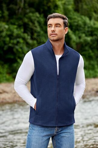 COOFANDY Mens Polar Fleece Vest Lightweight Sleeveless Jacket Warm Zip up Outerwear Vests with Zipper Pockets for Hiking in Saudi Arabia