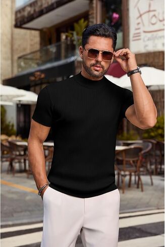 VSSJAVUN MENS MOCK PROTTLENCECK SWEED SLIM FIT SLEEVE SRIPS DISAL in Kuwait