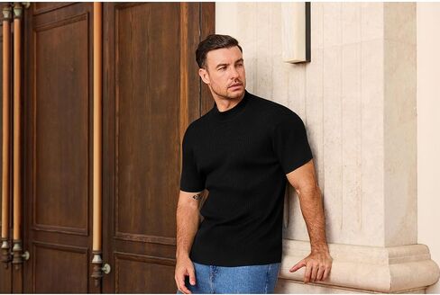 VSSJAVUN MENS MOCK PROTTLENCECK SWEED SLIM FIT SLEEVE SRIPS DISAL in Kuwait