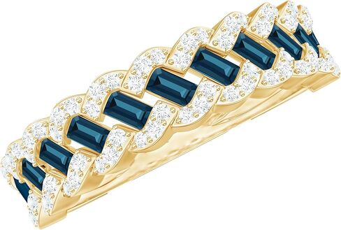 Certified London Blue Topaz Half Eternity Band, AAA Quality, Real Topaz Diamond Wedding Band for Women - Ready To Gift in Saudi Arabia