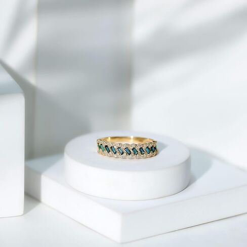 Certified London Blue Topaz Half Eternity Band, AAA Quality, Real Topaz Diamond Wedding Band for Women - Ready To Gift in Saudi Arabia