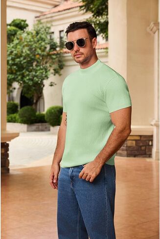 VSSJAVUN MENS MOCK PROTTLENCECK SWEED SLIM FIT SLEEVE SRIPS DISAL in Kuwait