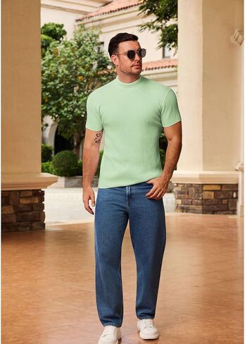 VSSJAVUN MENS MOCK PROTTLENCECK SWEED SLIM FIT SLEEVE SRIPS DISAL in Kuwait