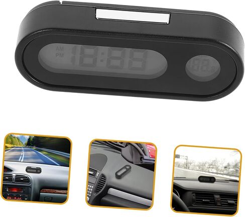 Cabilock Mini Clock مع عرض درجة حرارة الإضاءة الخلفية على مدار الساعة مراقبة درجة حرارة السيارات المحمولة للمركبات in Kuwait