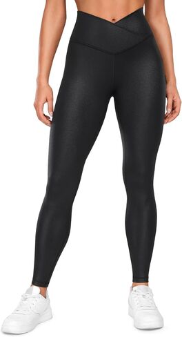 CRZ Yoga Womens Butterluxe Matte Faux Leather Cross Cross Leggings 28 " - V Crossover High Pherenged Lounge in Saudi Arabia
