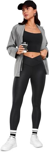 CRZ Yoga Womens Butterluxe Matte Faux Leather Cross Cross Leggings 28 " - V Crossover High Pherenged Lounge in Saudi Arabia