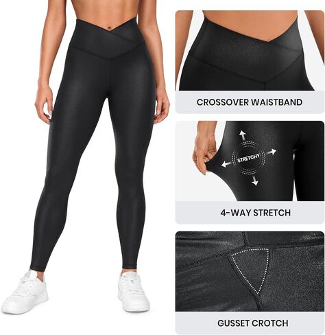 CRZ Yoga Womens Butterluxe Matte Faux Leather Cross Cross Leggings 28 " - V Crossover High Pherenged Lounge in Saudi Arabia