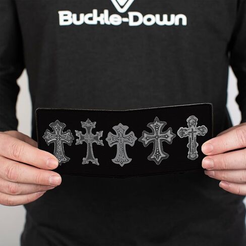 Buckle-Down Men's Standard Wallet, Bifold, Elegant Crosses Black Grays, Vegan Leather, 4.0" x 3.5" in Saudi Arabia