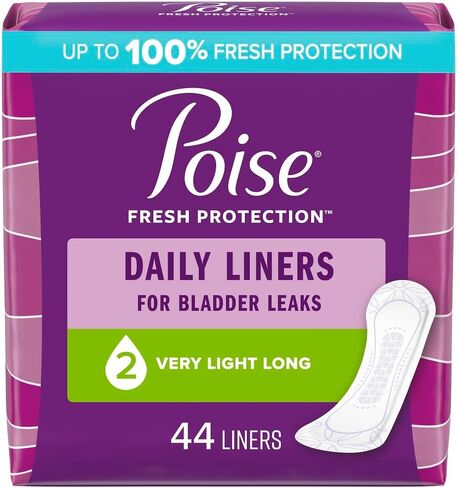 POISE DAILY CONENTINCE BANDY LINERS ، 2 إسقاط امتصاص خفيف جدًا ، طويلة ، 44 عدد من البانتيلين ، قد تختلف التغليف باختلاف in Saudi Arabia