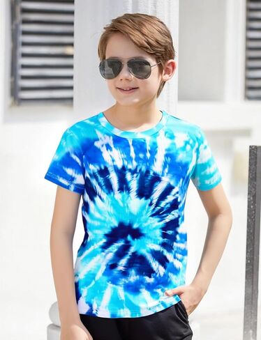 Boys Tie Dye Shirt Size 4-14 Kids Girl Tie Dye Shirts Short Sleeve Hippie Tshirt in Saudi Arabia