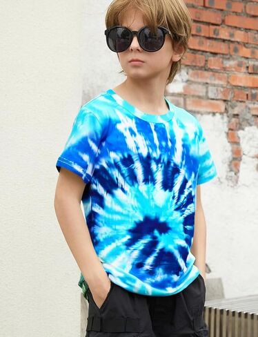 Boys Tie Dye Shirt Size 4-14 Kids Girl Tie Dye Shirts Short Sleeve Hippie Tshirt in Saudi Arabia