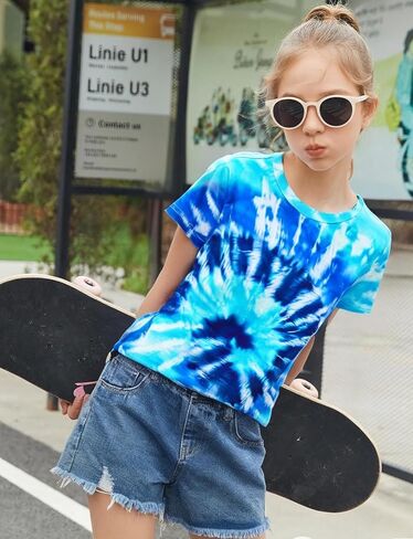 Boys Tie Dye Shirt Size 4-14 Kids Girl Tie Dye Shirts Short Sleeve Hippie Tshirt in Saudi Arabia