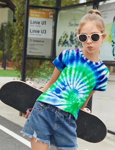 Boys Tie Dye Shirt Size 4-14 Kids Girl Tie Dye Shirts Short Sleeve Hippie Tshirt in Saudi Arabia