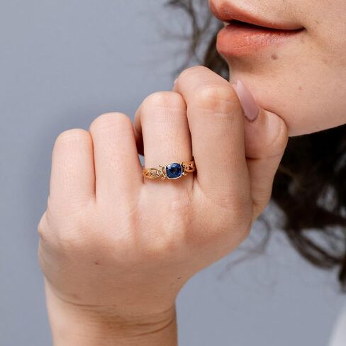 Angara Natural Blue Sapphire Solitaire Ring for Women | Vintage Style Cushion Sapphire Solitaire Ring in 14K Solid Gold/Platinum | September Birthday, Anniversary, Gemstone Jewellery Gift in Saudi Arabia
