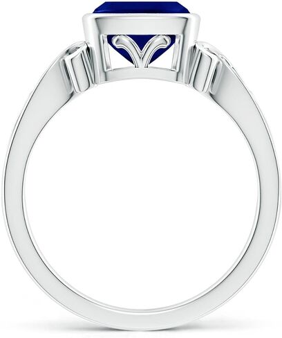 Angara Natural Blue Sapphire Solitaire Ring for Women | Vintage Style Cushion Sapphire Solitaire Ring in 14K Solid Gold/Platinum | September Birthday, Anniversary, Gemstone Jewellery Gift in Saudi Arabia