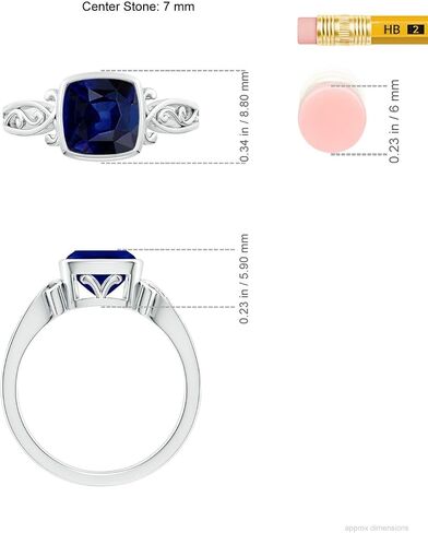 Angara Natural Blue Sapphire Solitaire Ring for Women | Vintage Style Cushion Sapphire Solitaire Ring in 14K Solid Gold/Platinum | September Birthday, Anniversary, Gemstone Jewellery Gift in Saudi Arabia