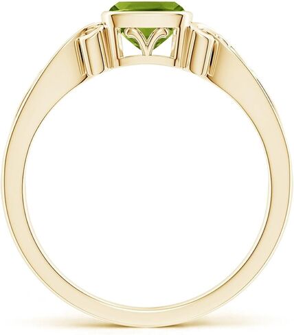 Angara Natural Peridot Solitaire Ring for Women | Cushion-Cut Peridot Solitaire Ring in 14K Solid Gold | August Birthday, Anniversary, Gemstone Jewellery Gift in Saudi Arabia
