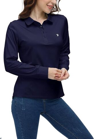 القمصان البولو للجولف Airike للنساء طويل الأكمام ملونًا سريع الجفاف وملابس Activewear-Womens الرياضية in Kuwait