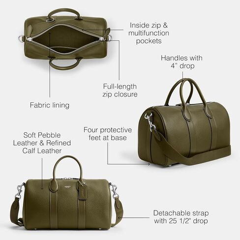 Coach Men's Compass 35 Bag in Pebble Leather, Olive in Saudi Arabia