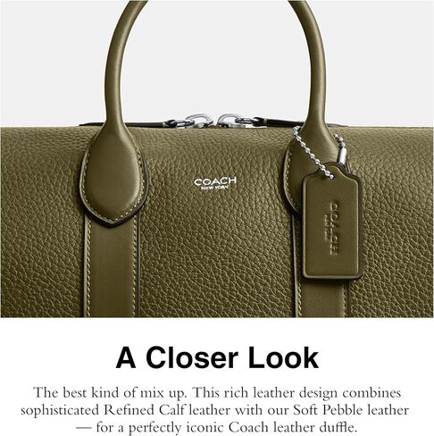 Coach Men's Compass 35 Bag in Pebble Leather, Olive in Saudi Arabia
