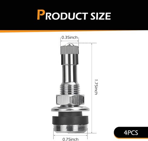 4 PCS TR416 Tire Valve, Metal Valve Stem for 0.453" and 0.625" Rim Hole, Tire Repair Accessories, Universal for Most Cars and Motorcycles (Black) in Kuwait