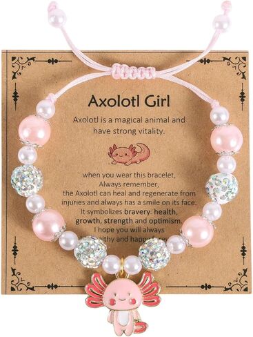 سوار Axolotl قابل للتعديل ، سوار سحر Axolotl بملفقة مع بطاقة جميلة مرة أخرى إلى هدايا مدرسية جودة المجوهرات kawaii in Saudi Arabia
