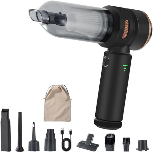 Handheld Foldable Car Vacuum, 4-in-1 18000PA Mini Vacuum Cleaner Portable Cordless, Air Blower, High Power Air Duster with Brushless Motor, for Car, Home, Office, Camping (Black) in Kuwait