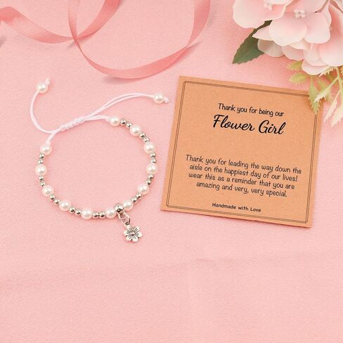 Flower Girl Gift, White Flower Girl Basket Proposal Bracelet for Bridesmaid Wedding Gifts in Kuwait