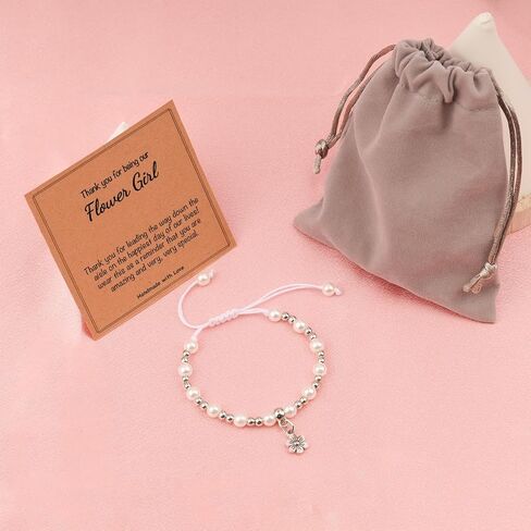 Flower Girl Gift, White Flower Girl Basket Proposal Bracelet for Bridesmaid Wedding Gifts in Kuwait