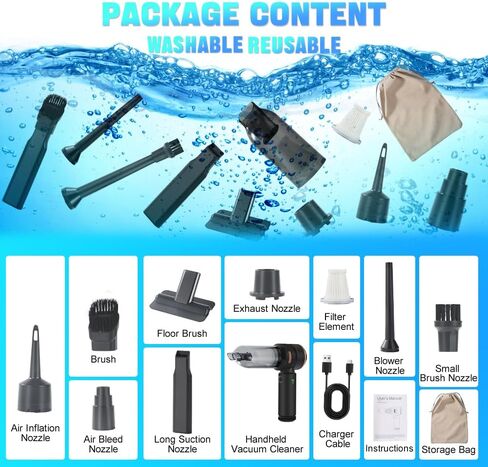 Handheld Foldable Car Vacuum, 4-in-1 18000PA Mini Vacuum Cleaner Portable Cordless, Air Blower, High Power Air Duster with Brushless Motor, for Car, Home, Office, Camping (Black) in Kuwait