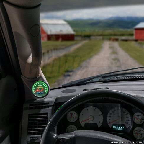 GlowShift Taupe Single Pillar Gauge Pod Compatible with Dodge Ram Cummins 2500 3500 2003-2009 - Factory Color Matched - ABS Plastic - UV Protected - Mounts (1) 2-3/8" (60mm) Gauge to Truck's A-Pillar in Saudi Arabia