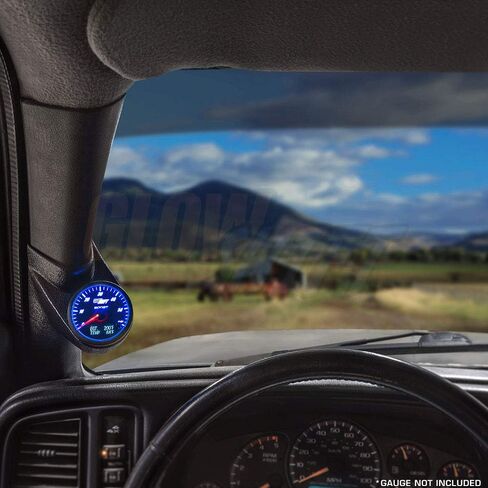 Glowshift Black Single Single Gauge Pod متوافق مع شيفروليه تشيفي سيلفرادو 2500HD 3500HD Duramax 2000-2006-ABS Plastic-Mounts (1) 2-3/8 " in Saudi Arabia