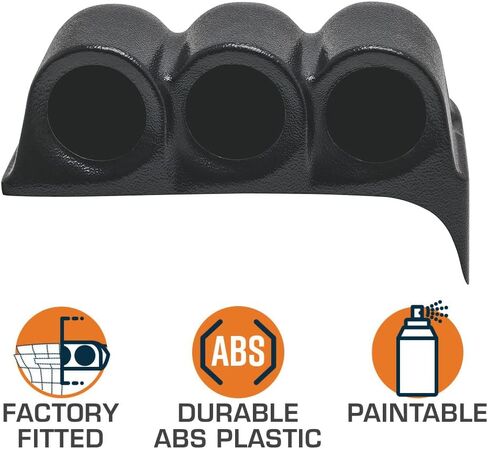 GlowShift Black Triple Dashboard Gauge Pod Compatible with Dodge Ram First Generation Cummins 1986-1993 - ABS Plastic - Mounts (3) 2-1/16" (52mm) Gauges to Truck's Dash in Saudi Arabia