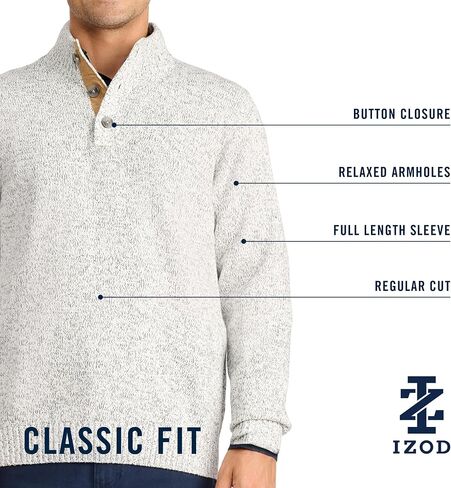 IZOD Men's Button Mock Sweater in Saudi Arabia