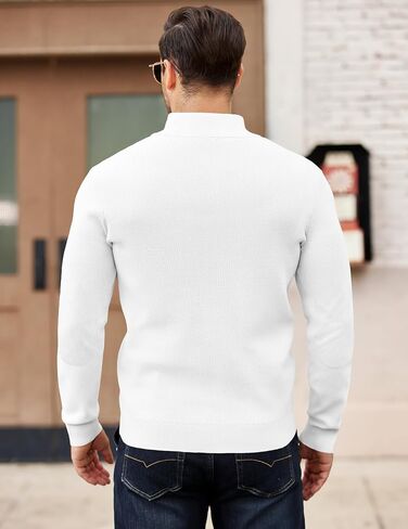 COOFANDY Mens Quarter Button Sweater Mock Neck Knit Pullover Sweaters Casual Fall Fashion Henley Sweater in Saudi Arabia