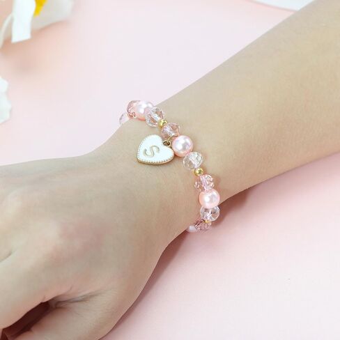 FullRainbow Flower Girl Proposal Bracelet Gift Wedding Gift Set Pink Crystal for Teen Girls هل ستكون فتاة زهرة أولية هدايا A-Z الأولية A-Z in Saudi Arabia