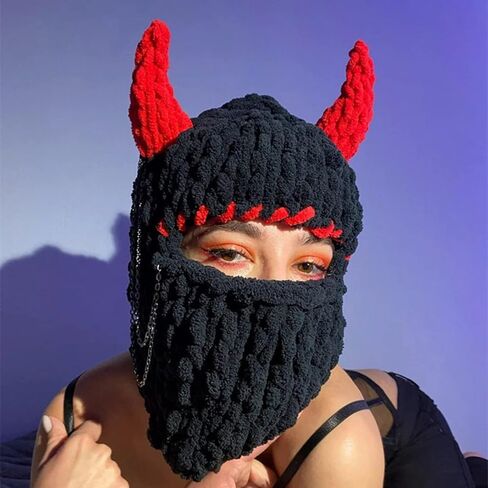 المرأة متماسكة الوجه الكامل قناع التزلج الكروشيه balaclava الشتاء دافئة kawaii لطيف الأذنين الأرنب الحياكة balaclava غطاء غطاء in Kuwait