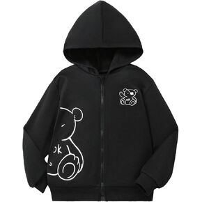 Verdusa Girl's Cartoon Bear Zip Up Hoodie Sweatshirt Cute Long Sleeve Hooded Jacket in Saudi Arabia