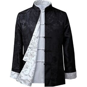 Tang Suit,Men Tang Suit Spring And Autumn Buttoned Stand-Up Collar Top Thin Coat Double-Sided Fashionable Ethnic Style in Kuwait