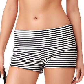 Womens Fold Over Shorts Elastic Waist Y2k Striped Shorts Skinny Pajamas Mini Sleepwear Stretchy Yoga Shorts in Saudi Arabia