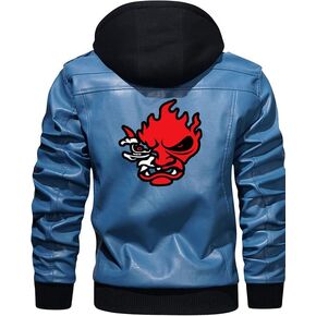 Cyber Samurai Gaming Punk Cosplay Costume PU Bomber Jacket for with Removable Hood in Saudi Arabia