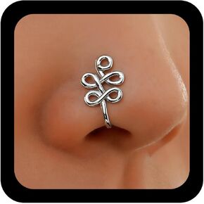 Vintage Geometric Knot Nose Ring Hoop Twisted Cuff Copper African Gold Fake Non Pierced Clip Jewelry for Women in Kuwait