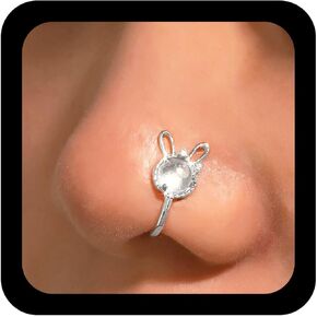 Vintage Crystal Opal Rabbit Nose Ring Rhinestone Moonstone Cuff Cz Cute Copper African Gold Fake Non Pierced Clip Jewelry for Women in Kuwait