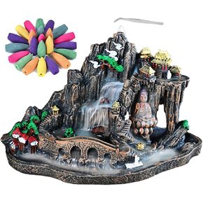 Zvaiuk 5 في 1 مبخرة بخور بتدفق خلفي، حامل بخور بالو سانتو، مبخرة بخور الشلال مع 50 مخروط بخور بتدفق خلفي، 40 عصا بخور، زخرفة عطرية للمنزل in Kuwait