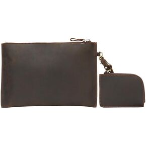 Vintage Genuine Leather Clutch Bag for Men - Business Document Organizer & Work Portfolio with Multiple Pockets in Kuwait