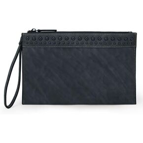 Genuine Leather Men's Wristlet Clutch Bag Vintage Studded Crossbody Wallet Travel Business Essentials in Kuwait